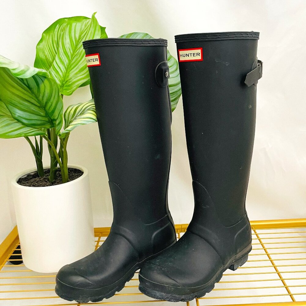 HUNTER Women's Original Tall Rain Boots Black Size 5